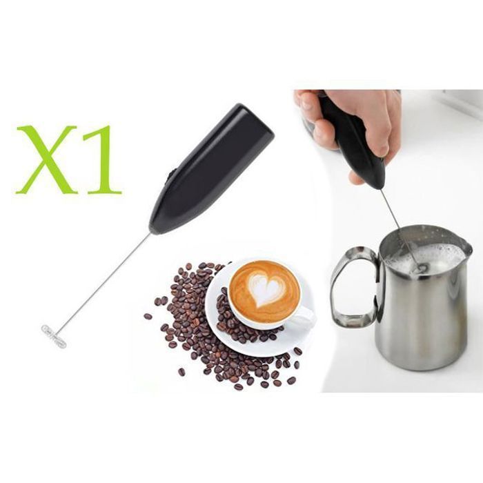 Mini Mixeur Plongeant Noir Portable - Mousseur à Lait, Cappuccino, Café Blanc & Milk-shakes, Couleurs aléatoires