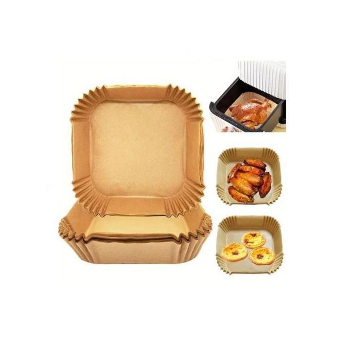 Lot de 50 Papiers-Four pour Friteuse à Air - Carrés - Jetables - 200x45mm - Marron