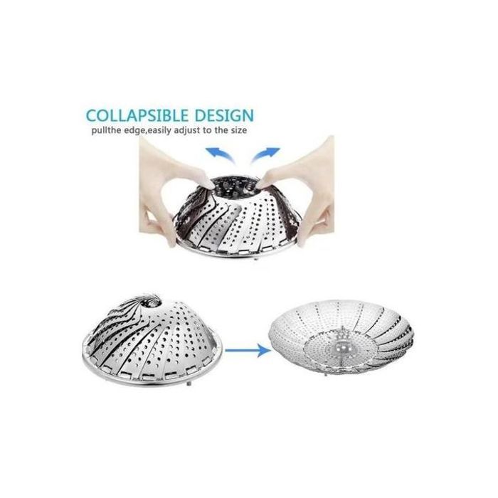 Panier à Vapeur Pliable en Inox - pour Poêles, Autocuiseurs, Cocottes