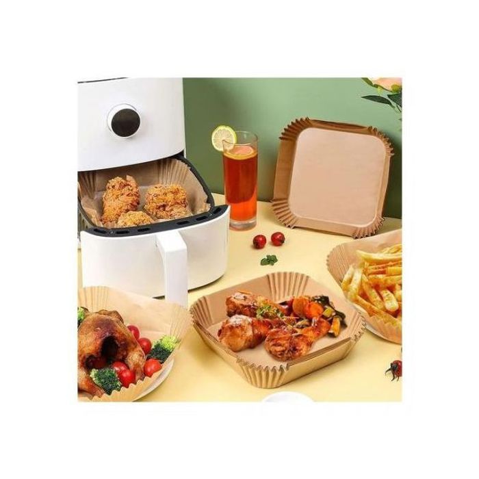 Lot de 150 Papier Cuisson pour Air Fryer - Prédécoupé en Forme Carrée 20cm, Sans BPA