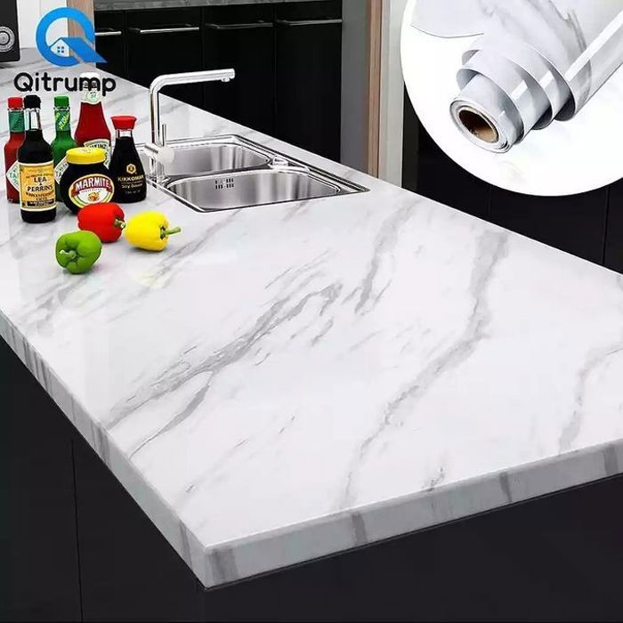 Autocollants Marbre Aluminium pour Cuisine - Anti-Graisse & Décoratif