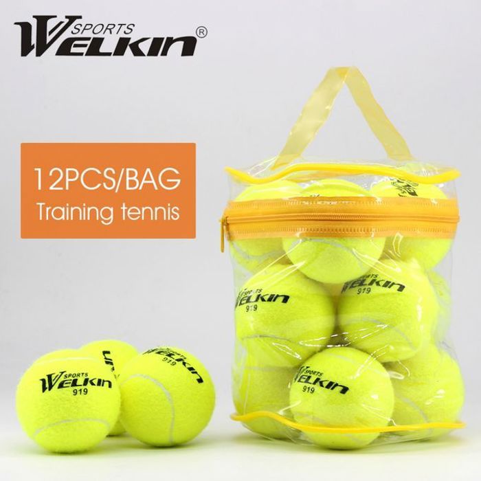 Lot de 12 Balles de Tennis Jaunes - Taille Standard - Pour Raquette