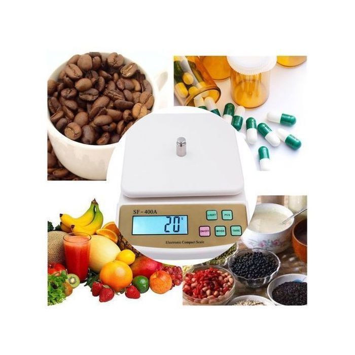 Balance de Cuisine Numérique Carré - Haute Précision 10kg/1g Blanc