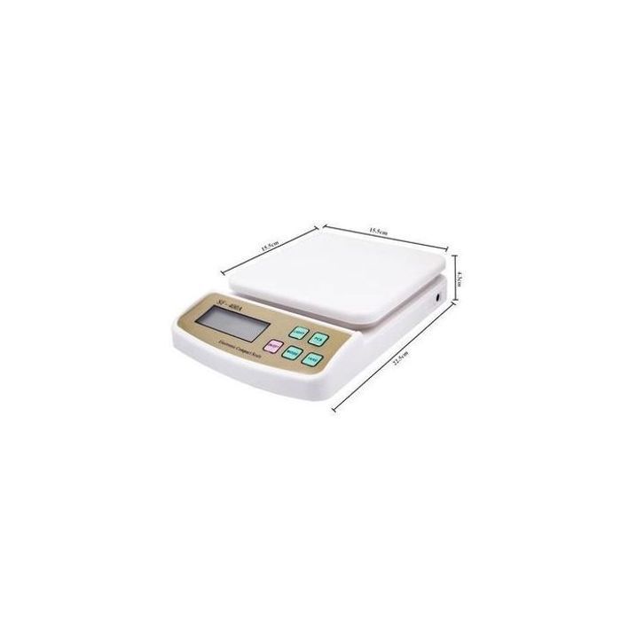 Balance de Cuisine Numérique Carré Haute Précision - 10kg/1g - Blanc