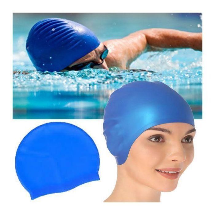 Bonnet de Natation en Silicone : Imperméable, Bleu