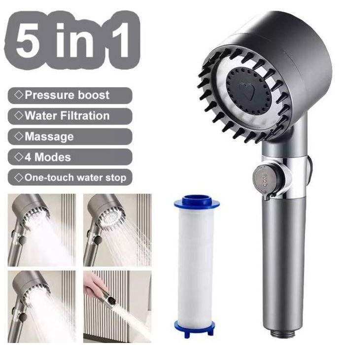 Pommeau de Douche Pressurisé avec Filtre - Économie d'Eau & Haute Pression