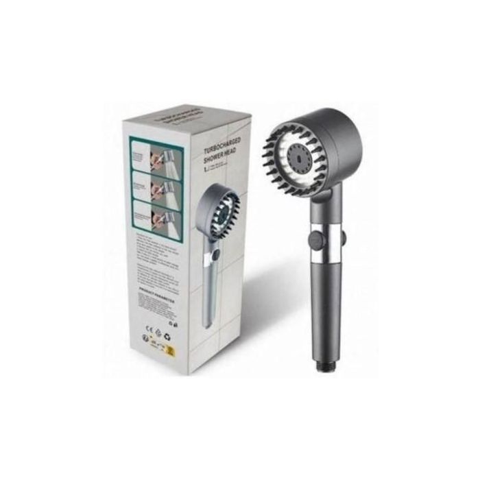 Pommeau de Douche Pressurisé avec Filtre - Économie d'Eau Réglable 4 Modes Gris