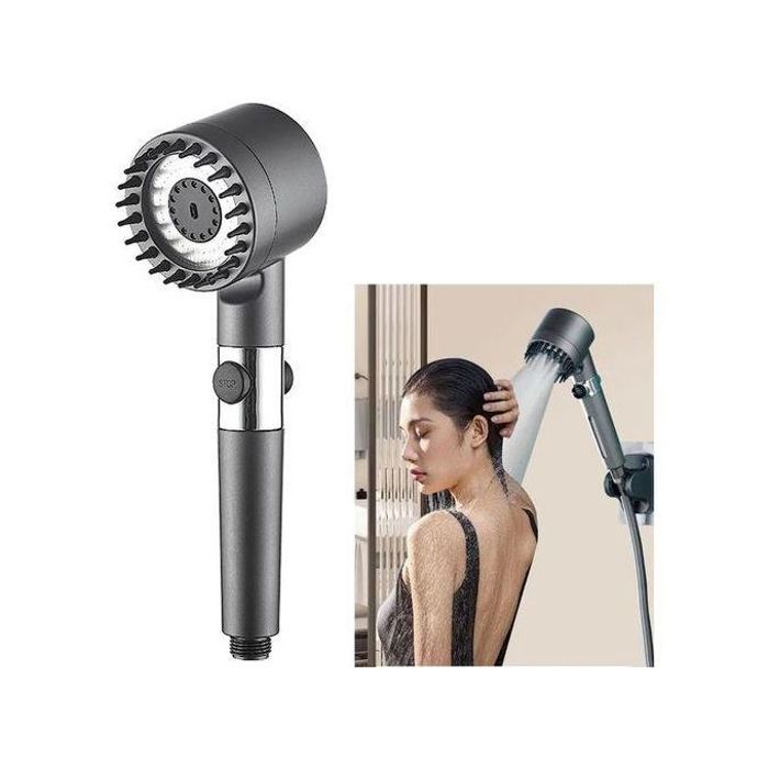 Pommeau de Douche Haute Pression - 3 Modes - Douche de Massage - Gris - ABS - Filtre & Interrupteur
