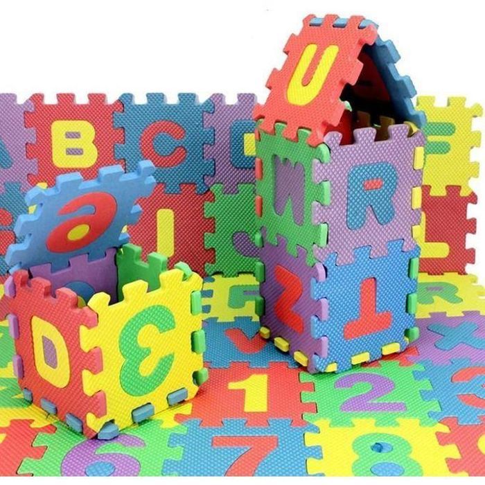 Tapis Puzzle d'Enfant - Alphabet Français & Chiffres, Mousse, Éveil