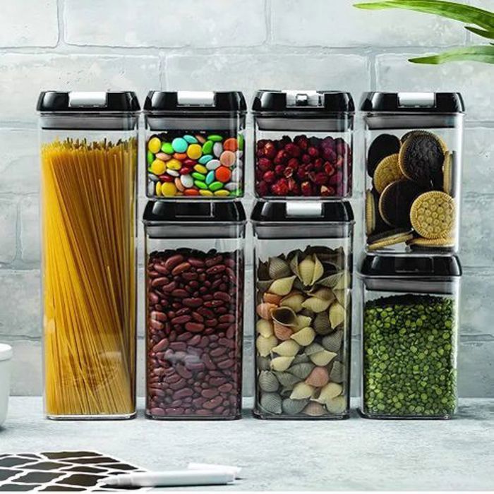Lot de 7 boîtes de conservation hermétiques pour aliments – Organisation de cuisine et garde-manger, plastique sans BPA