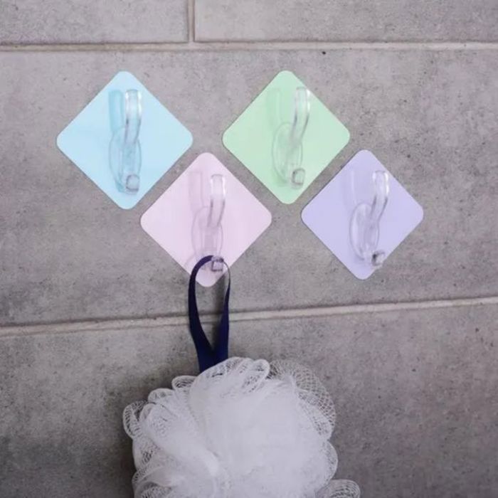 4 Crochets de Suspension Muraux - Adhésif Fort - Cuisine, Serviettes - Multicolore