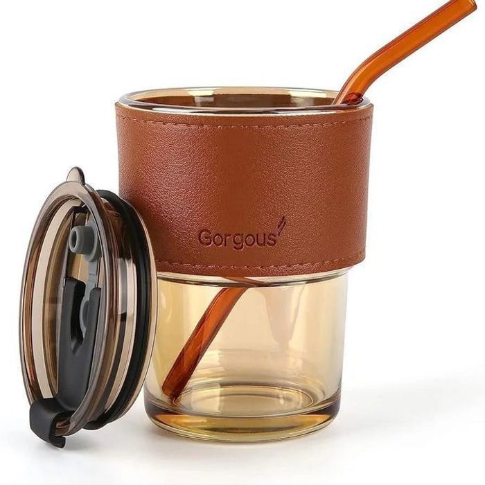Tasse à Café Portable en Verre avec Paille – Couleur Aléatoire