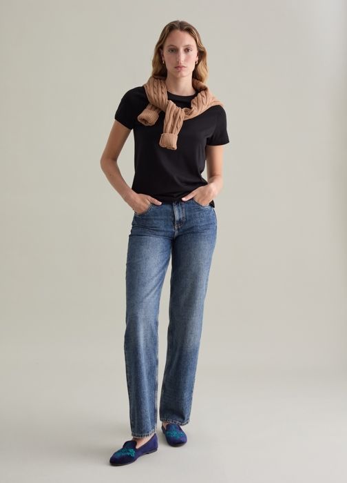 T-shirt - PIOMBO - Noir - 100% coton Supima - Col rond - Manches courtes