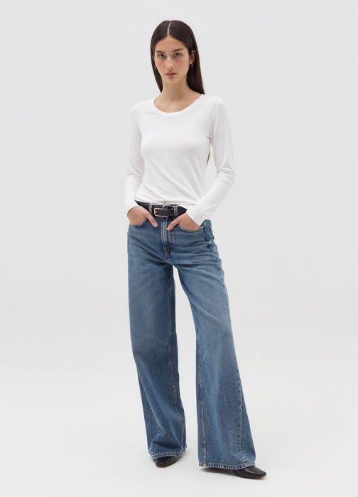 T-shirt manches longues en viscose stretch - Optical White