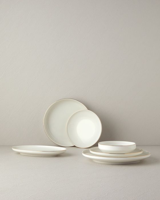 Service de Table - Torino - 27 Pièces - Porcelaine - 6 Personnes - Coloris Or