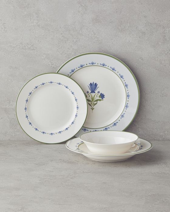 Service de Table - Eternal Porcelaine - 24 Pièces - 6 Personnes - Vert et Bleu - Vaisselle Durable