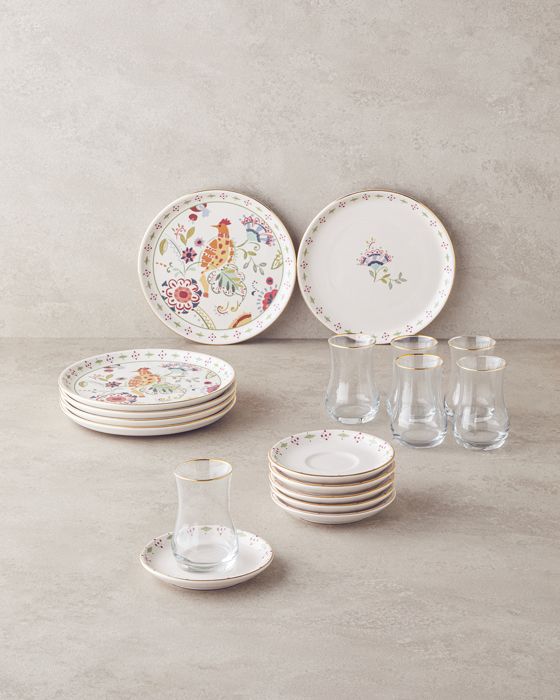Service de Table Céramique Kit pour Gâteaux - 18 Pièces, 6 Personnes,Coloré