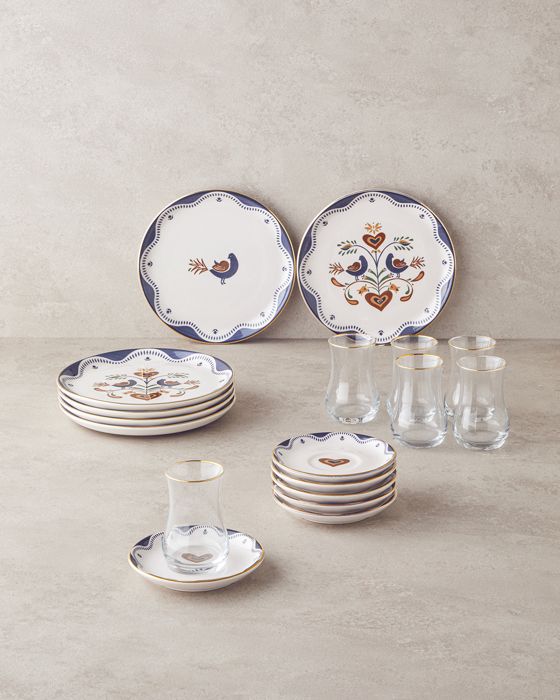 Kit Pour Gâteaux - Céramique - Bleu Marine - 18 Pièces - 6 Personnes - Compatible Lave-Vaisselle