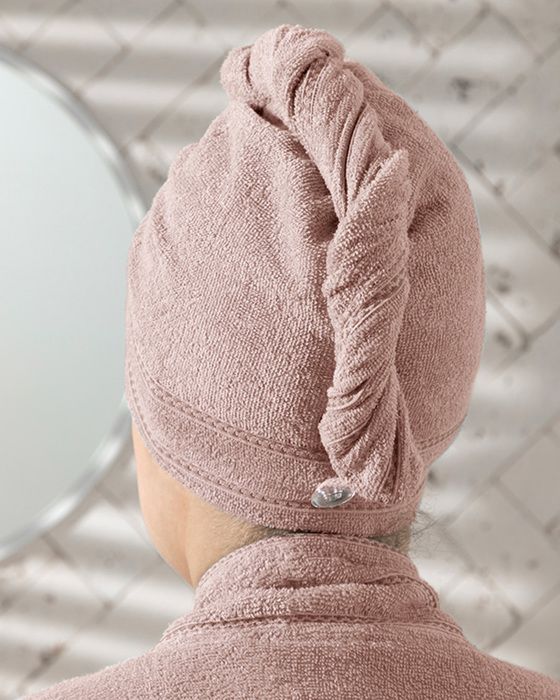 Bonnet de Douche Standard en Coton Coloris Rose Clair
