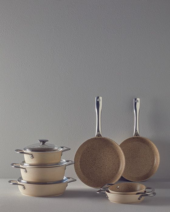 Set de Casseroles - Charm - Aluminium - Beige - 7 pièces - Anti-adhésif