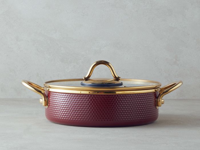 Casserole Non-collant Aplati Copenhagen Émaillé, Coloris Bordeaux, 26 cm