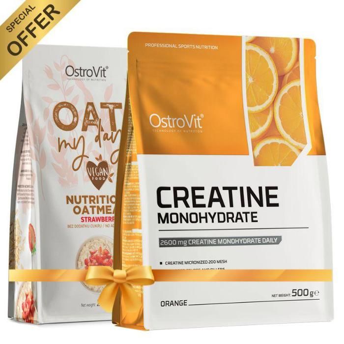 Pack Creatine Monohydrate 500 g Orange + Flocons d'Avoine 200 g aux Saveurs Délicieuses