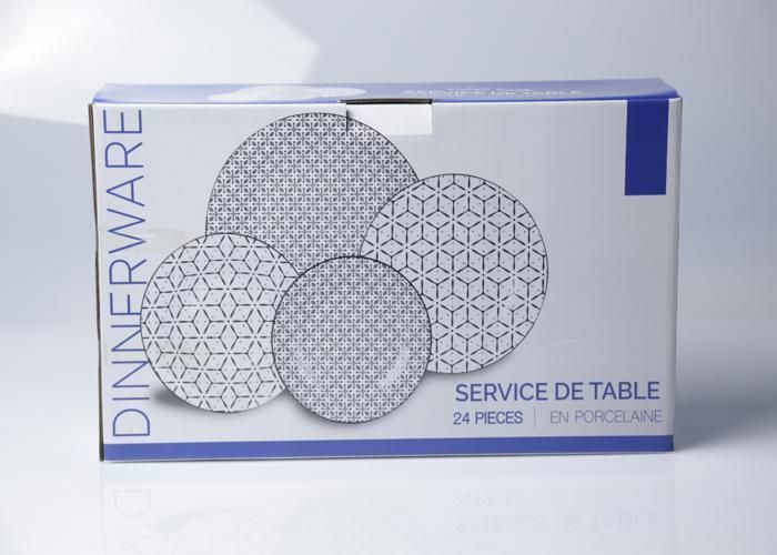 SERVICE DE TABLE ROND 24 PCS EN PORCELAINE BLEU