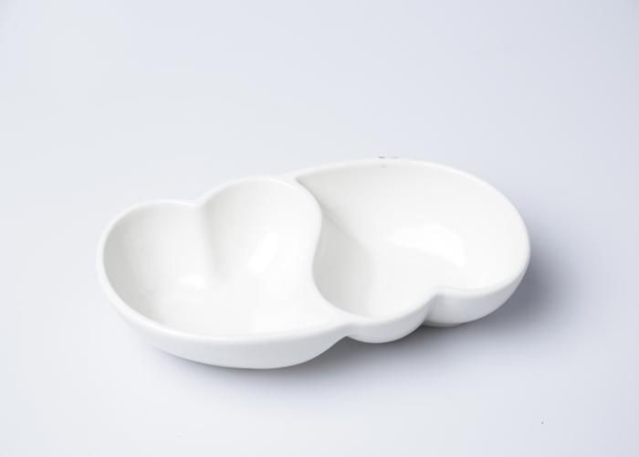 COUPELLE DOUBLE CŒUR BLANCHE EN PORCELAINE 13,9*7*3,1CM