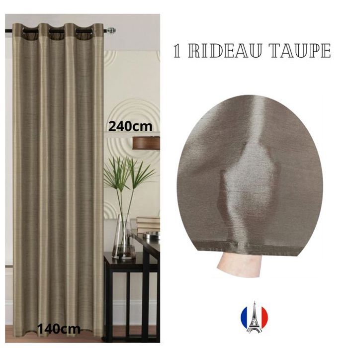 Rideau Contemporain Taupe Classique - 1 Panneau - 140x240cm