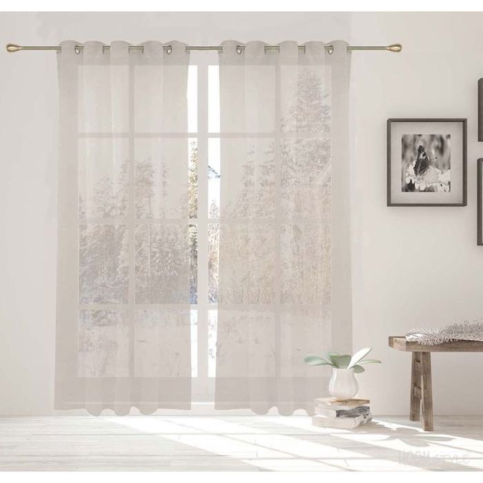 Rideaux Voilage Sable 140/240 - BAYT AVENUE (x2)