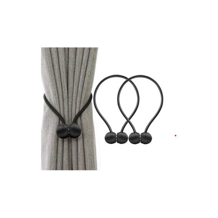 Embrasse à Rideau Aimantée - Noir - 40cm - 2 Pièces