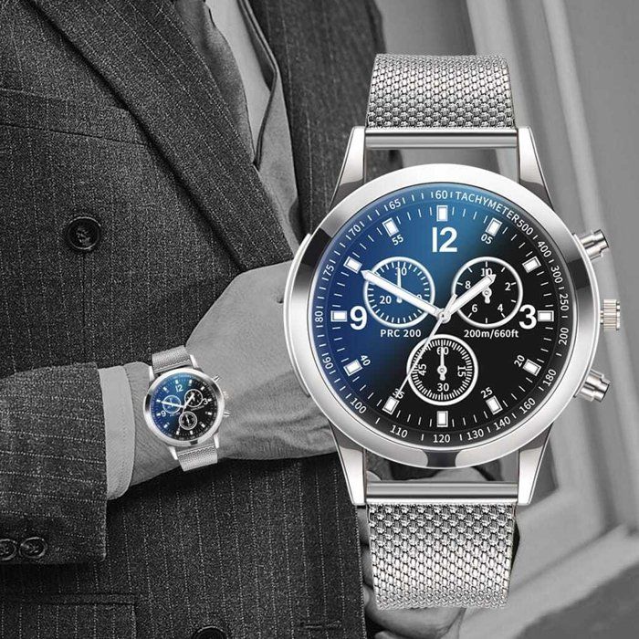 Montre à Quartz de Luxe pour Homme - Cadran en Acier Inoxydable, Montre Décontractée sans Fil