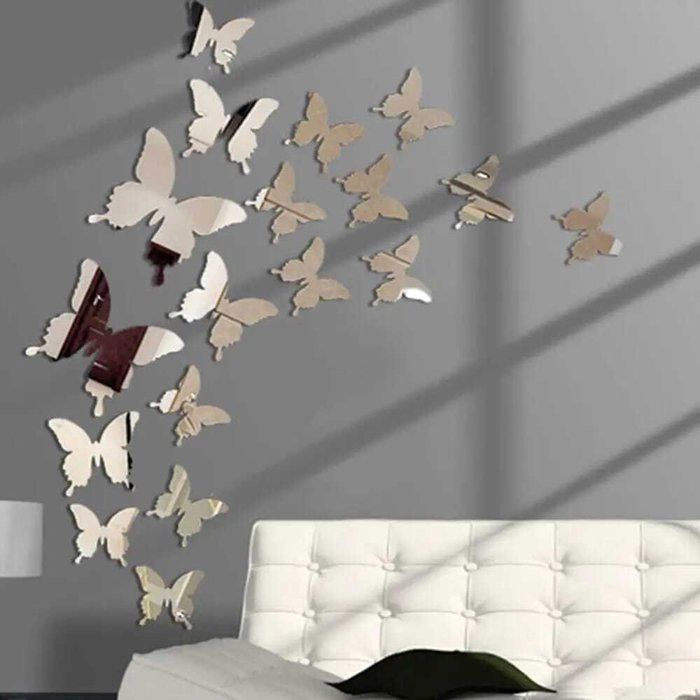 Stickers Muraux - Décoration Murale - Papillon 3D - 12 Pièces - Noir - Plastique - Résine