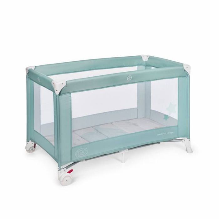 Lit de Voyage 120 x 60 cm avec Matelas de 0 Mois à 15 kg,Pliable, vert