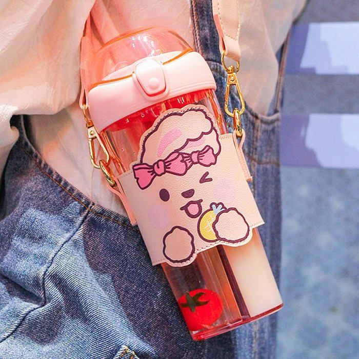 Bouteille en plastique double face pour enfants 1530 ml rose