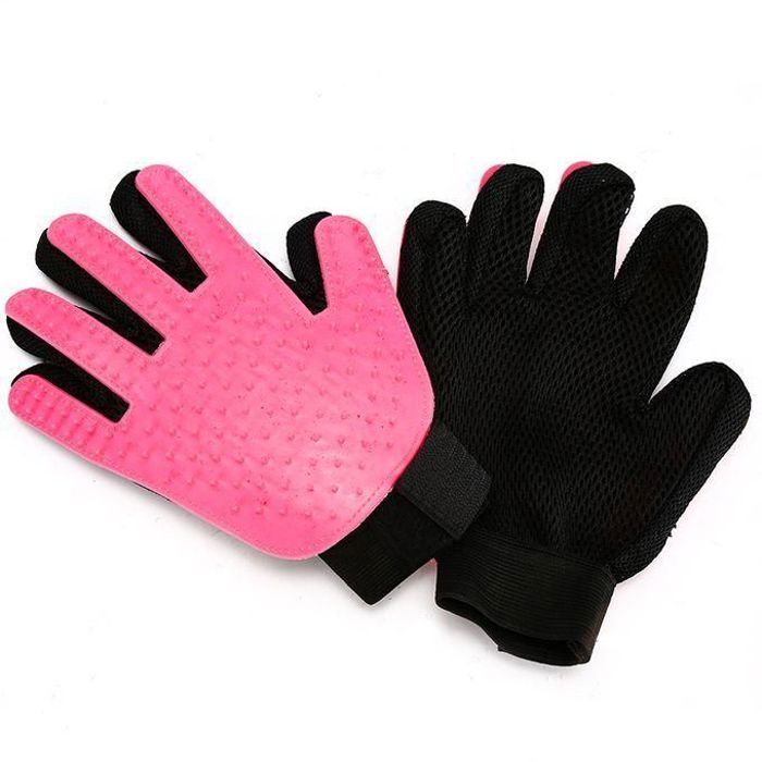 Gant de brossage pour chien et chat - Rose