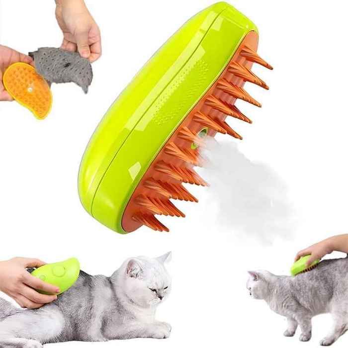 Brosse 3-en-1 pour Toilettage pour Chats et Chien - Massage, Vapeur et Toilettage