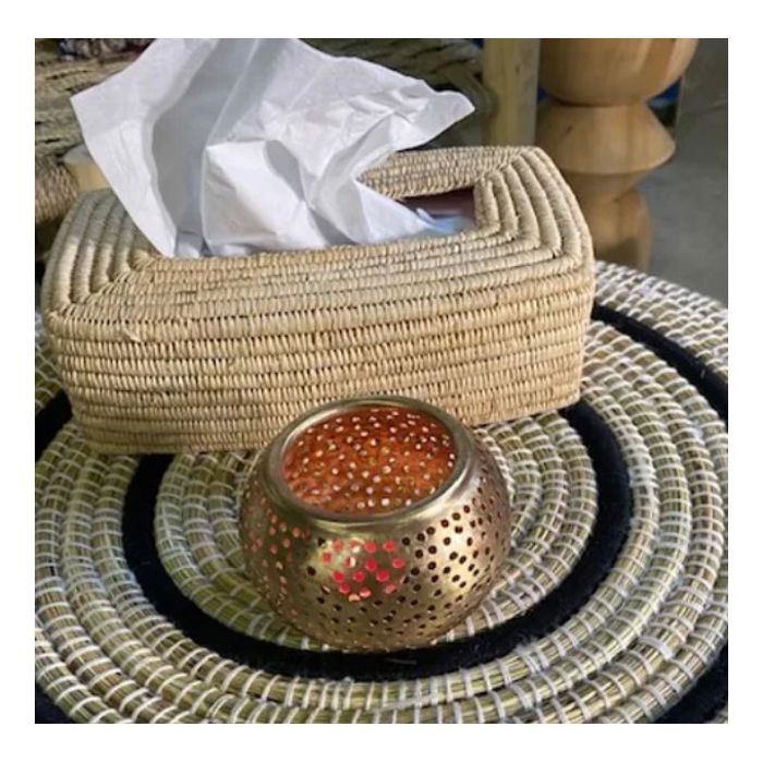 Boîte à Mouchoirs en Raphia Tressé - Style Bohème