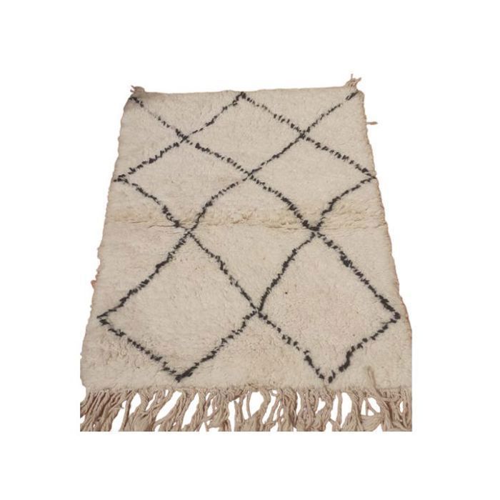 Tapis Berbère Beni Ouarain 1m x 0,77m - Laine Naturelle Fait Main