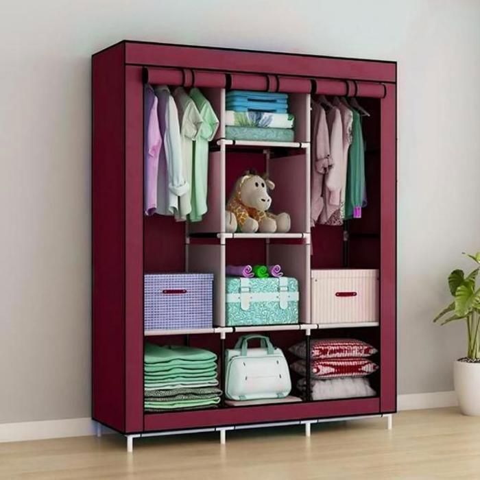 Armoire de Vêtements Portable demontable 3 Porte Grona
