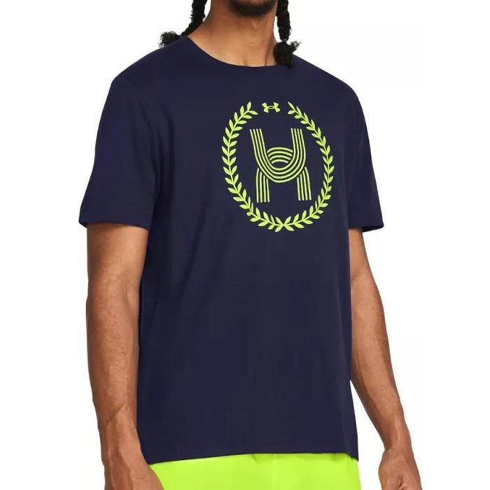T-shirt Marine/Vert Homme Under Armour Run Everywhere
