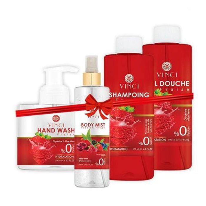 PACK Passion Rouge - Gel douche 500ml + Shampoing 500ml + Brume corps 200ml + Savon liquide