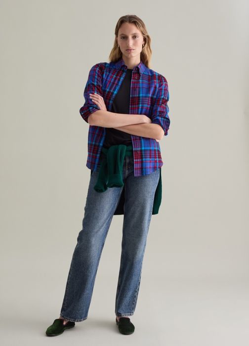 Chemise à carreaux avec col boutonné