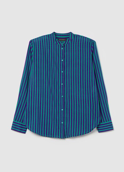 Chemise rayée col mao