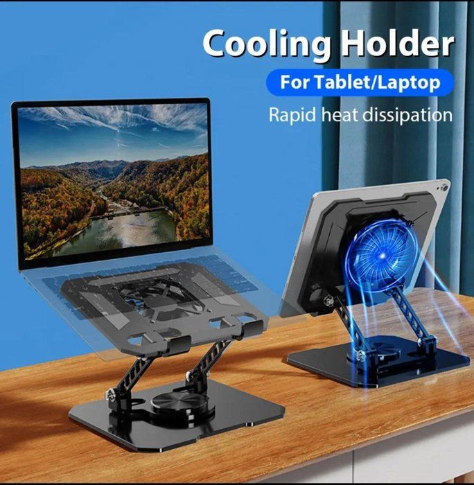 Support Pliable Pc Portable et Tablette 360° avec Ventilateur