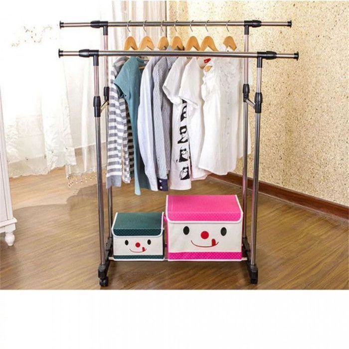 Porte-vêtements télescopique double pôle 30kg