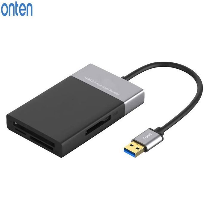 Onten Lecteur de cartes memoire multiples 6 en 1 Adaptateur HUB USB 3.0 2 ports pour XQD CF Compact Flash TF Micro SD Card et U Flas
