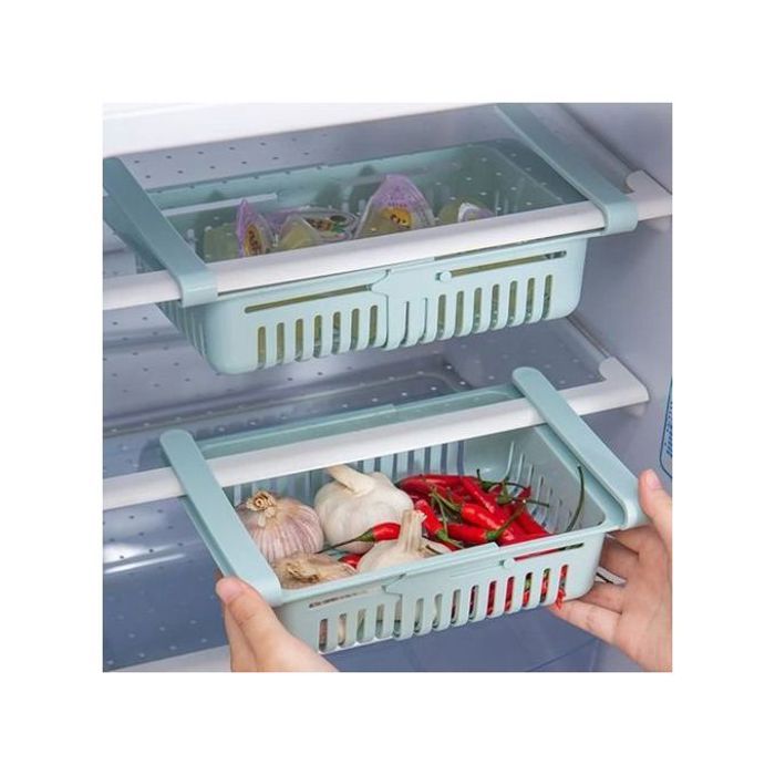 2 Boite de rangement réfrigérateur réglable extensible-fonctionnelle-Bleue