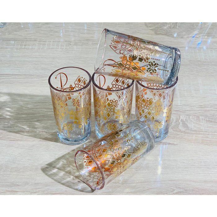 Ensemble 12 Verres à thé en cristal avec détail doré