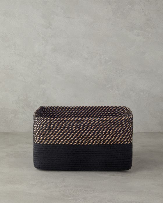Panier Terra en Bambou Naturel et Noir 30 x 15 cm - Élégant et Moderne